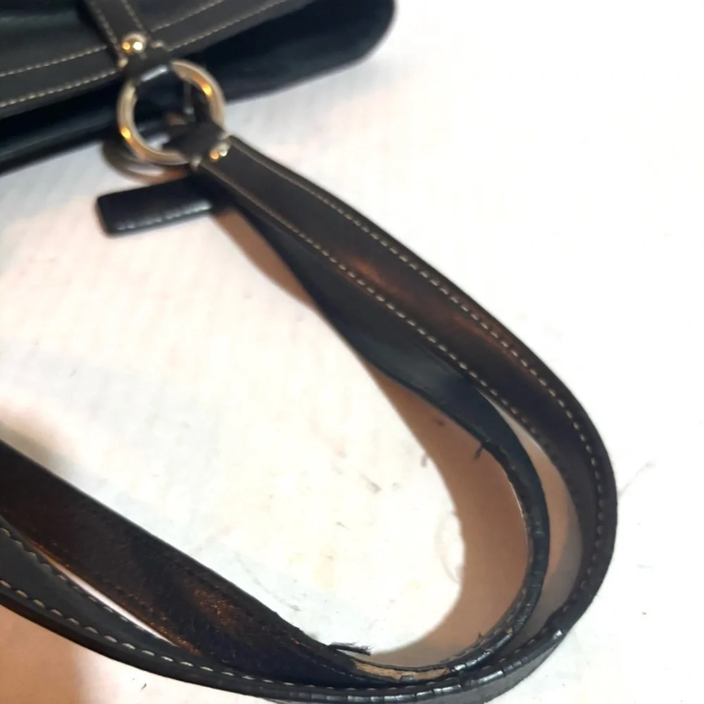 Coach vintage black leather satchel handbag